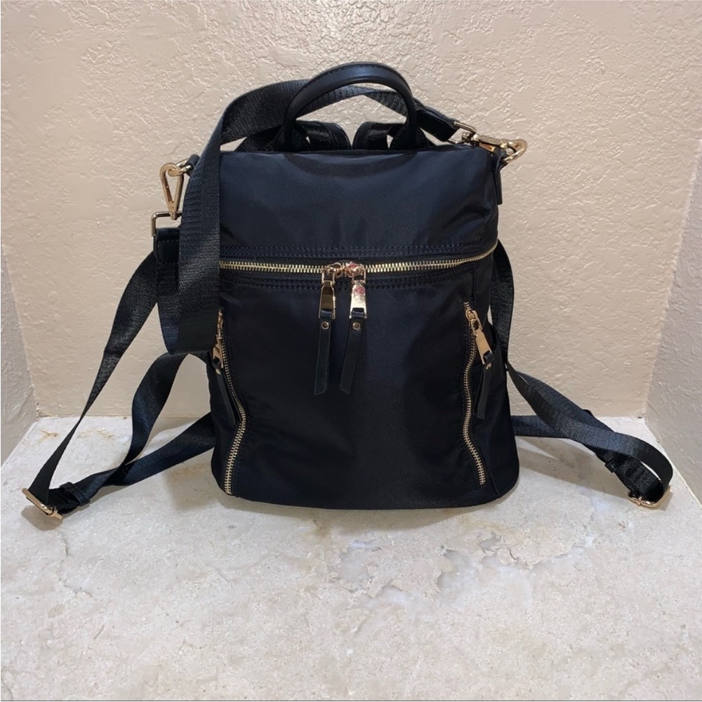 Miztique Sienna Nylon Convertible Backpack In Black - Picture 3 of 11